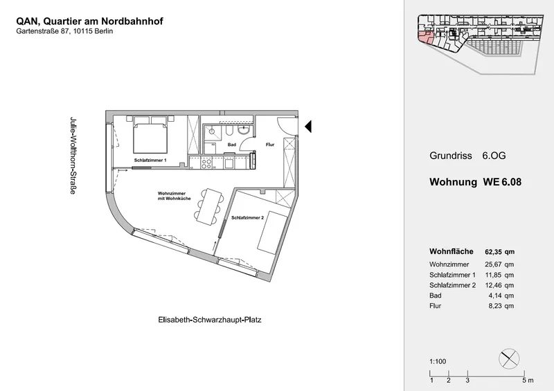 Top-Floor-Lage Zuhause mit 3 Zimmern, gehobener Ausstattung/ 6. Obergeschoss / Oberhalb des S-Bahn-N — photo 1